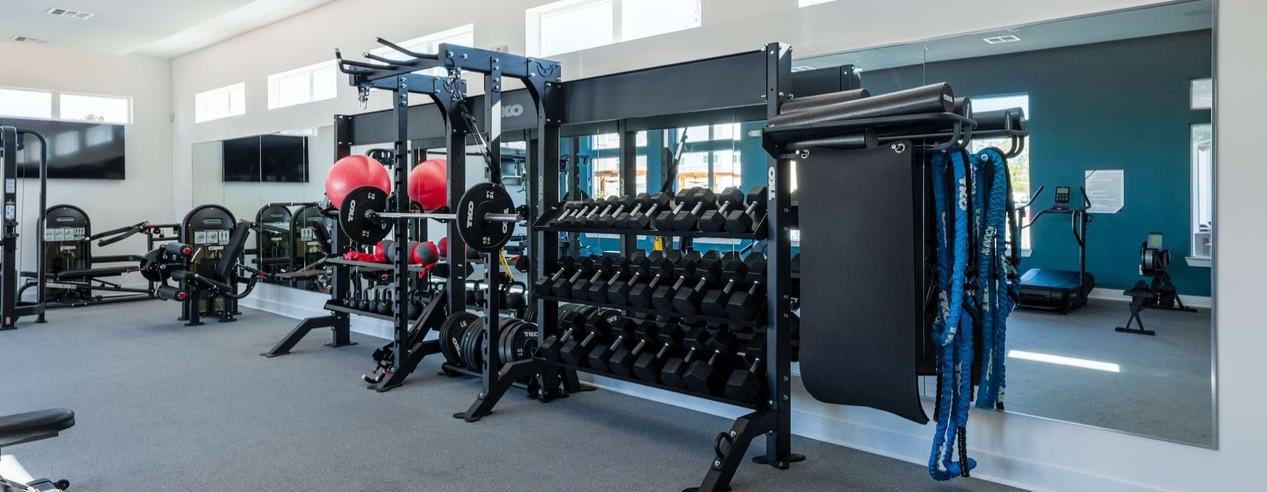 a gym with exercise equipment