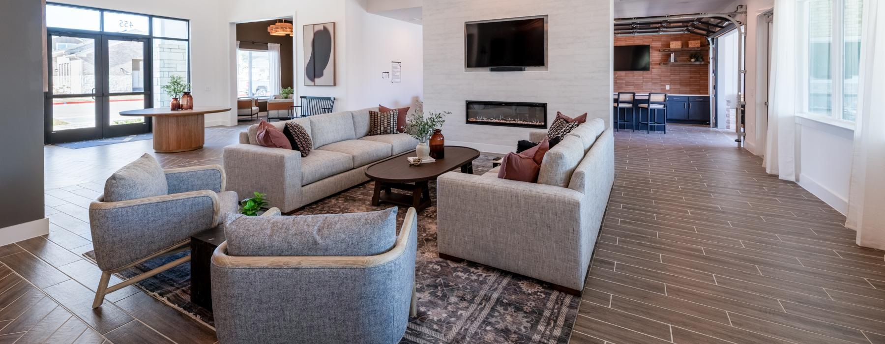 clubhouse with fireplace
