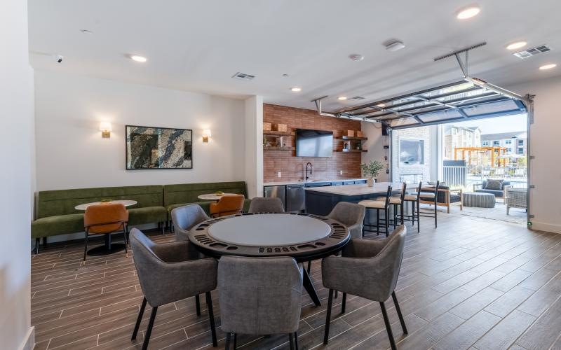 a room with tables and chairs