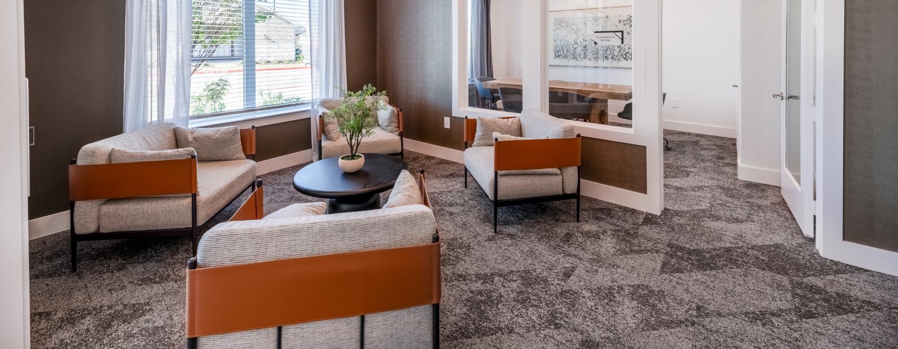 serene living room with chairs and coffee table